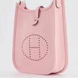 Hermès Mini Evelyne Bag in Rose Sakura Clemence Leather with Palladium Hardware