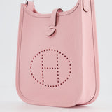 Hermès Mini Evelyne Bag in Rose Sakura Clemence Leather with Palladium Hardware