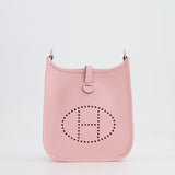 Hermès Mini Evelyne Bag in Rose Sakura Clemence Leather with Palladium Hardware