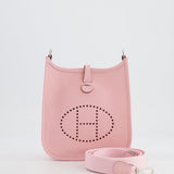 Hermès Mini Evelyne Bag in Rose Sakura Clemence Leather with Palladium Hardware