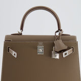 Hermès Kelly Sellier 25cm Bag in Etoupe Epsom Leather with Palladium Hardware