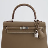 Hermès Kelly Sellier 25cm Bag in Etoupe Epsom Leather with Palladium Hardware