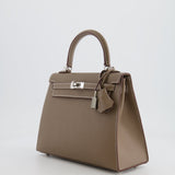 Hermès Kelly Sellier 25cm Bag in Etoupe Epsom Leather with Palladium Hardware