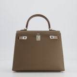 Hermès Kelly Sellier 25cm Bag in Etoupe Epsom Leather with Palladium Hardware