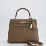 Hermès Kelly Sellier 25cm Bag in Etoupe Epsom Leather with Palladium Hardware