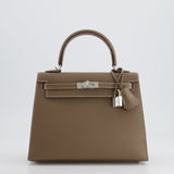 Hermès Kelly Sellier 25cm Bag in Etoupe Epsom Leather with Palladium Hardware