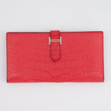 Hermès Bearn Wallet in Bougainvillea with Palladium Hardware