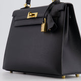 Hermès Kelly Sellier 25cm Bag in Black Epsom Leather with Gold Hardware