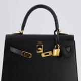 Hermès Kelly Sellier 25cm Bag in Black Epsom Leather with Gold Hardware