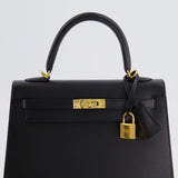 Hermès Kelly Sellier 25cm Bag in Black Epsom Leather with Gold Hardware