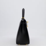 Hermès Kelly Sellier 25cm Bag in Black Epsom Leather with Gold Hardware