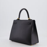 Hermès Kelly Sellier 25cm Bag in Black Epsom Leather with Gold Hardware