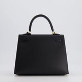 Hermès Kelly Sellier 25cm Bag in Black Epsom Leather with Gold Hardware