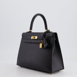 Hermès Kelly Sellier 25cm Bag in Black Epsom Leather with Gold Hardware