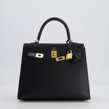 Hermès Kelly Sellier 25cm Bag in Black Epsom Leather with Gold Hardware