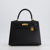 Hermès Kelly Sellier 25cm Bag in Black Epsom Leather with Gold Hardware