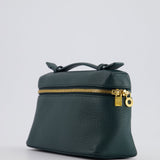 Loro Piana Dark Green Leather Extra Pocket Pouch Bag with Gold Hardware