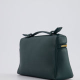 Loro Piana Dark Green Leather Extra Pocket Pouch Bag with Gold Hardware