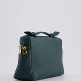 Loro Piana Dark Green Leather Extra Pocket Pouch Bag with Gold Hardware