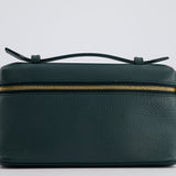 Loro Piana Dark Green Leather Extra Pocket Pouch Bag with Gold Hardware