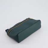 Loro Piana Dark Green Leather Extra Pocket Pouch Bag with Gold Hardware