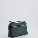 Loro Piana Dark Green Leather Extra Pocket Pouch Bag with Gold Hardware