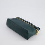 Loro Piana Dark Green Leather Extra Pocket Pouch Bag with Gold Hardware