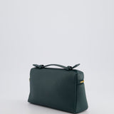 Loro Piana Dark Green Leather Extra Pocket Pouch Bag with Gold Hardware