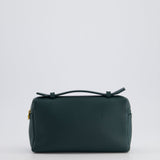 Loro Piana Dark Green Leather Extra Pocket Pouch Bag with Gold Hardware