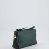 Loro Piana Dark Green Leather Extra Pocket Pouch Bag with Gold Hardware