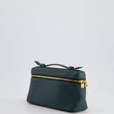 Loro Piana Dark Green Leather Extra Pocket Pouch Bag with Gold Hardware