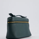 Loro Piana Dark Green Leather Extra Pocket Pouch Bag with Gold Hardware