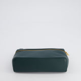 Loro Piana Dark Green Leather Extra Pocket Pouch Bag with Gold Hardware