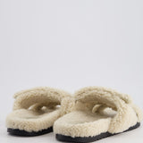 Hermès Écru Teddy Shearling Chypre Sandals Size EU 39