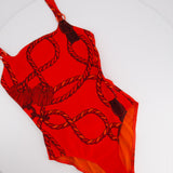 Hermès Red Cordelieres Jer One-Piece Swimsuit Size FR 36 (UK 8)