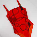 Hermès Red Cordelieres Jer One-Piece Swimsuit Size FR 36 (UK 8)