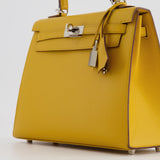 Hermès Kelly Sellier 25cm Bag in Jaune Ambre Epsom Leather with Palladium Hardware