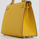 Hermès Kelly Sellier 25cm Bag in Jaune Ambre Epsom Leather with Palladium Hardware