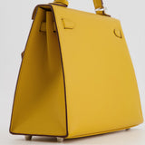 Hermès Kelly Sellier 25cm Bag in Jaune Ambre Epsom Leather with Palladium Hardware