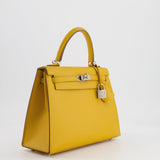 Hermès Kelly Sellier 25cm Bag in Jaune Ambre Epsom Leather with Palladium Hardware