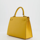 Hermès Kelly Sellier 25cm Bag in Jaune Ambre Epsom Leather with Palladium Hardware