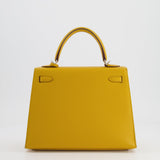 Hermès Kelly Sellier 25cm Bag in Jaune Ambre Epsom Leather with Palladium Hardware