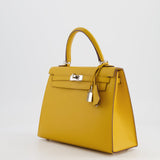 Hermès Kelly Sellier 25cm Bag in Jaune Ambre Epsom Leather with Palladium Hardware