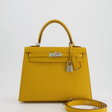 Hermès Kelly Sellier 25cm Bag in Jaune Ambre Epsom Leather with Palladium Hardware