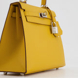 Hermès Kelly Sellier 25cm Bag in Jaune Ambre Epsom Leather with Palladium Hardware