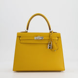 Hermès Kelly Sellier 25cm Bag in Jaune Ambre Epsom Leather with Palladium Hardware