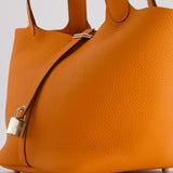 Hermès Picotin Bag 22cm in Orange Clemence Leather with Palladium Hardware