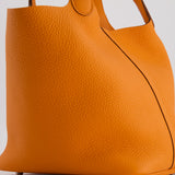 Hermès Picotin Bag 22cm in Orange Clemence Leather with Palladium Hardware