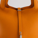 Hermès Picotin Bag 22cm in Orange Clemence Leather with Palladium Hardware