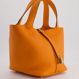 Hermès Picotin Bag 22cm in Orange Clemence Leather with Palladium Hardware